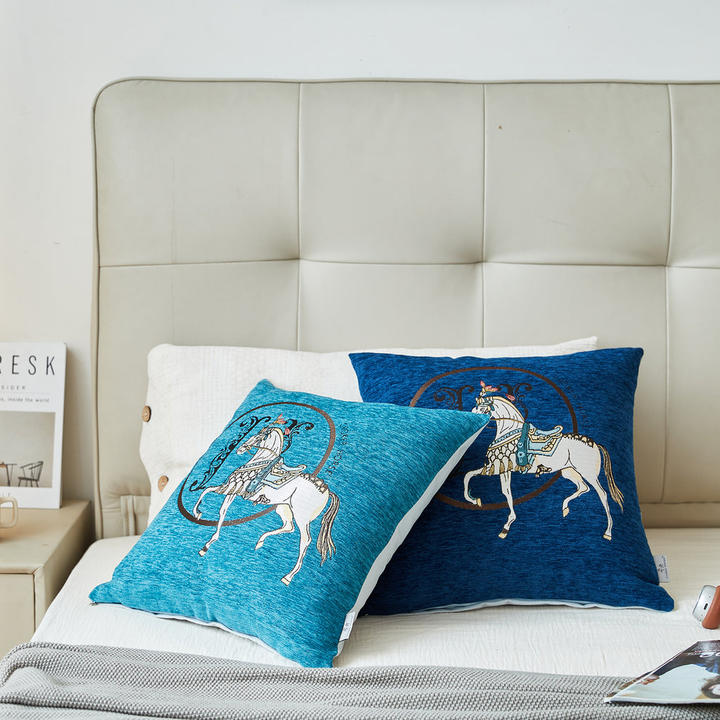 Croker Horse 18x18'' inches Throw Pillow Cushion Covers Set Pack of 2 Pcs - Luxury Horse Embroidery Modern Style Couch Sofa Pillow Cover for Living Room Bedroom (Green)