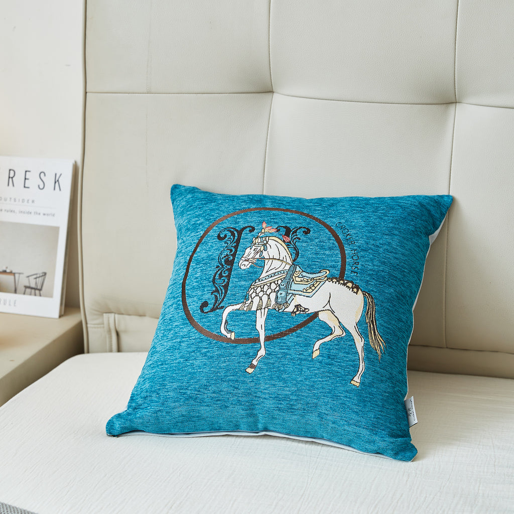 Croker Horse 18x18'' inches Throw Pillow Cushion Covers Set Pack of 2 Pcs - Luxury Horse Embroidery Modern Style Couch Sofa Pillow Cover for Living Room Bedroom (Green)