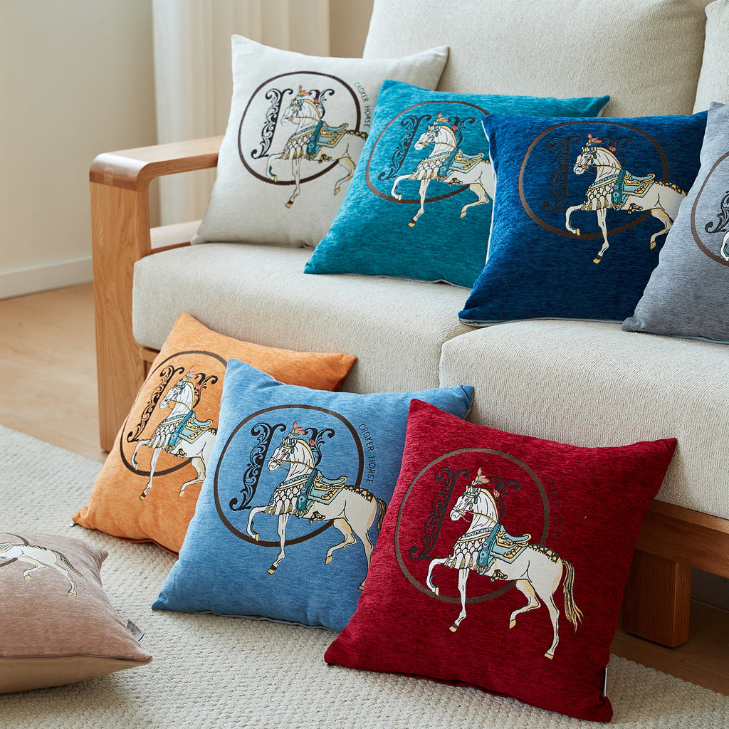 Croker Horse 18x18'' inches Throw Pillow Cushion Covers Set Pack of 2 Pcs - Luxury Horse Embroidery Modern Style Couch Sofa Pillow Cover for Living Room Bedroom (Green)