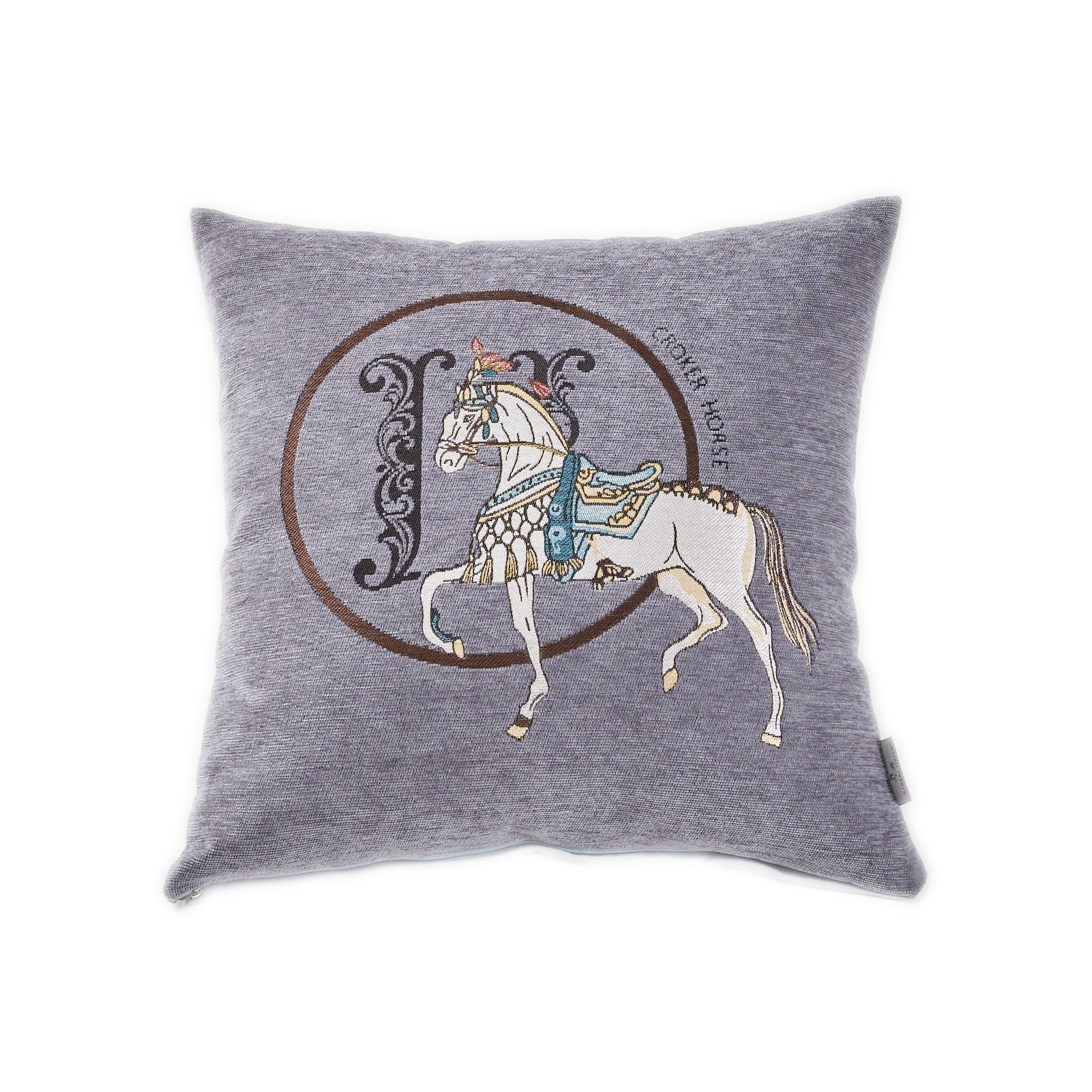 Croker Horse 18x18'' inches Throw Pillow Cushion Covers Set Pack of 2 Pcs - Luxury Horse Embroidery Modern Style Couch Sofa Pillow Cover for Living Room Bedroom (Grey)