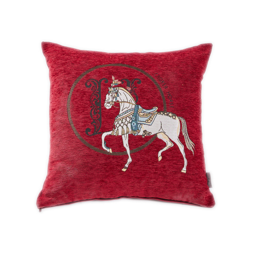 Croker Horse 18x18'' inches Throw Pillow Cushion Covers Set Pack of 2 Pcs - Luxury Horse Embroidery Modern Style Couch Sofa Pillow Cover for Living Room Bedroom (Red)