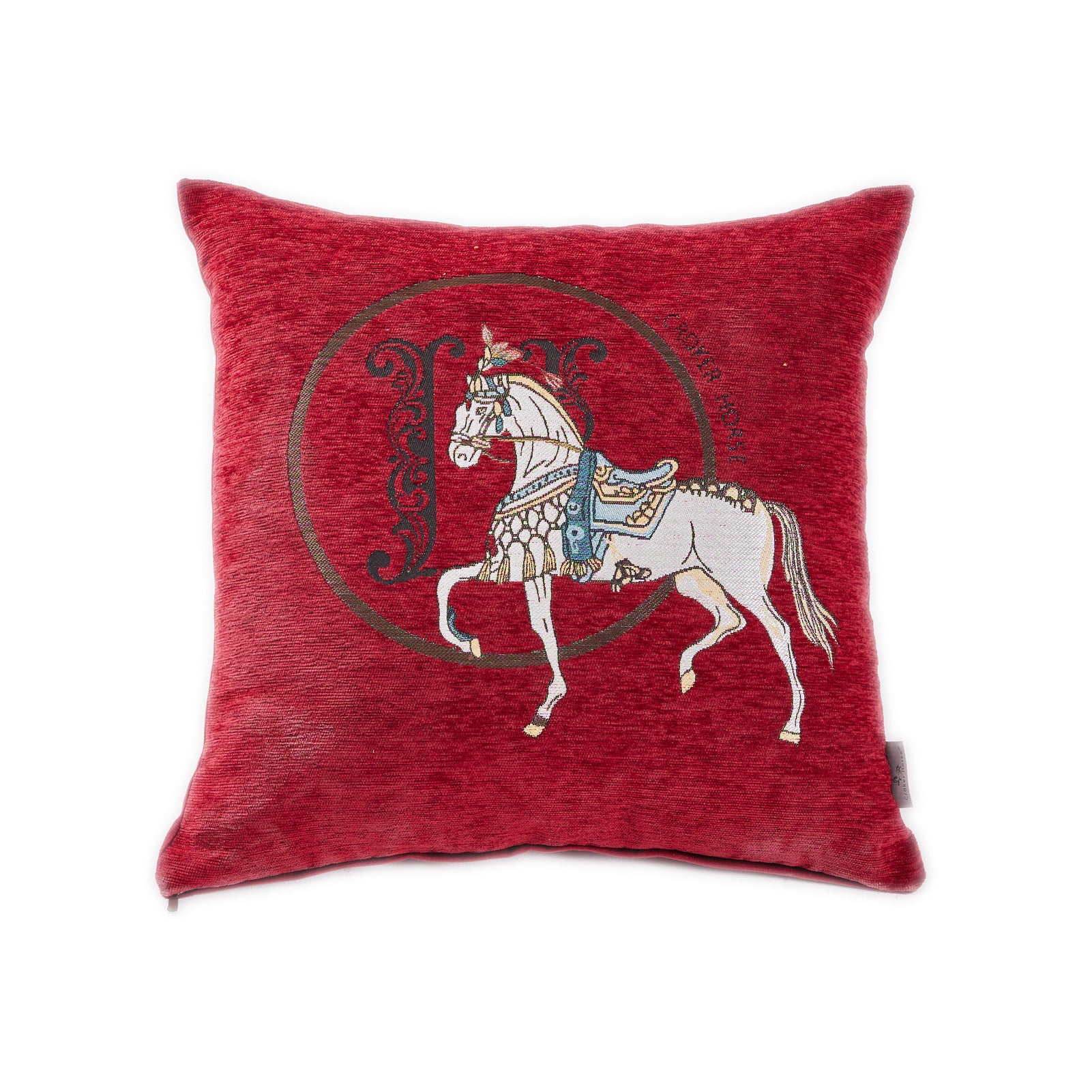 Croker Horse 18x18'' inches Throw Pillow Cushion Covers Set Pack of 2 Pcs - Luxury Horse Embroidery Modern Style Couch Sofa Pillow Cover for Living Room Bedroom (Red)