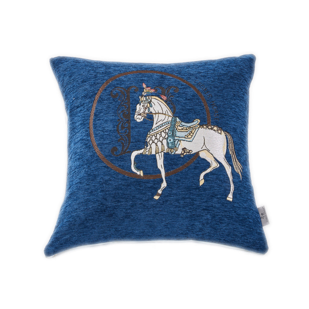 Croker Horse 18x18 inches Throw Pillow Cushion Covers Set Pack of 2 Pcs - Luxury Horse Embroidery Modern Style Couch Sofa Pillow Cover for Living Room Bedroom (Navy)