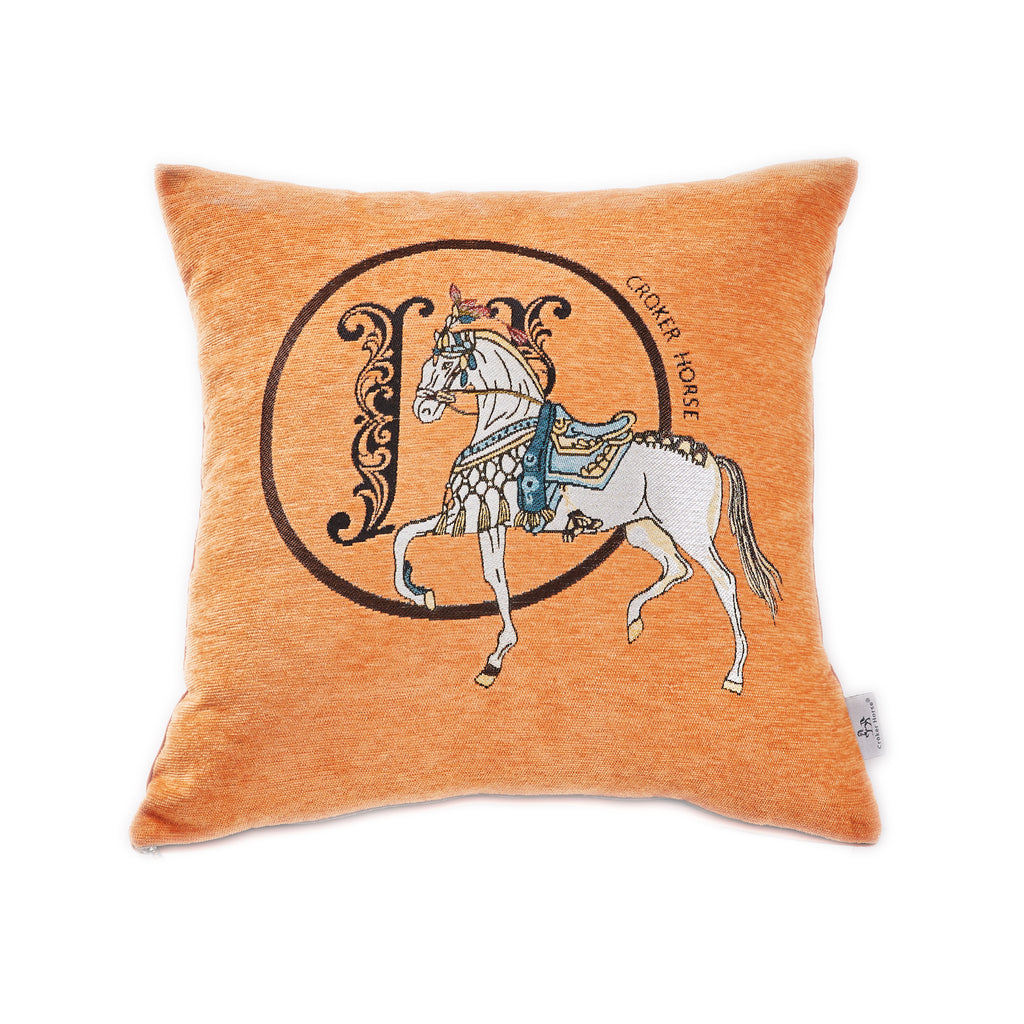Croker Horse 18x18'' inches Throw Pillow Cushion Covers Set Pack of 2 Pcs - Luxury Horse Embroidery Modern Style Couch Sofa Pillow Cover for Living Room Bedroom (Orange)