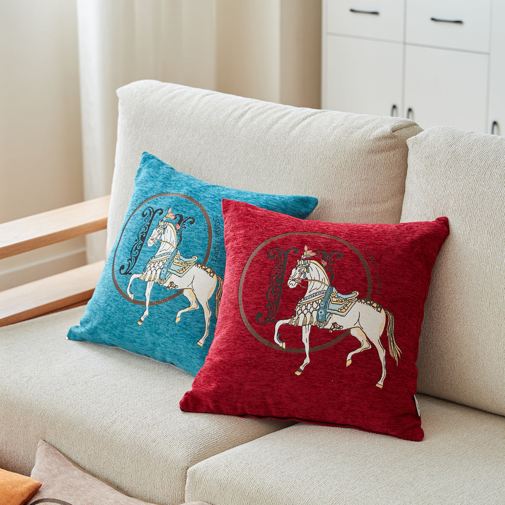 Croker Horse 18x18'' inches Throw Pillow Cushion Covers Set Pack of 2 Pcs - Luxury Horse Embroidery Modern Style Couch Sofa Pillow Cover for Living Room Bedroom (Green)