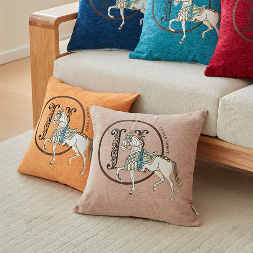 Croker Horse 18x18 inches Throw Pillow Cushion Covers Set Pack of 2 Pcs - Luxury Horse Embroidery Modern Style Couch Sofa Pillow Cover for Living Room Bedroom (Navy)
