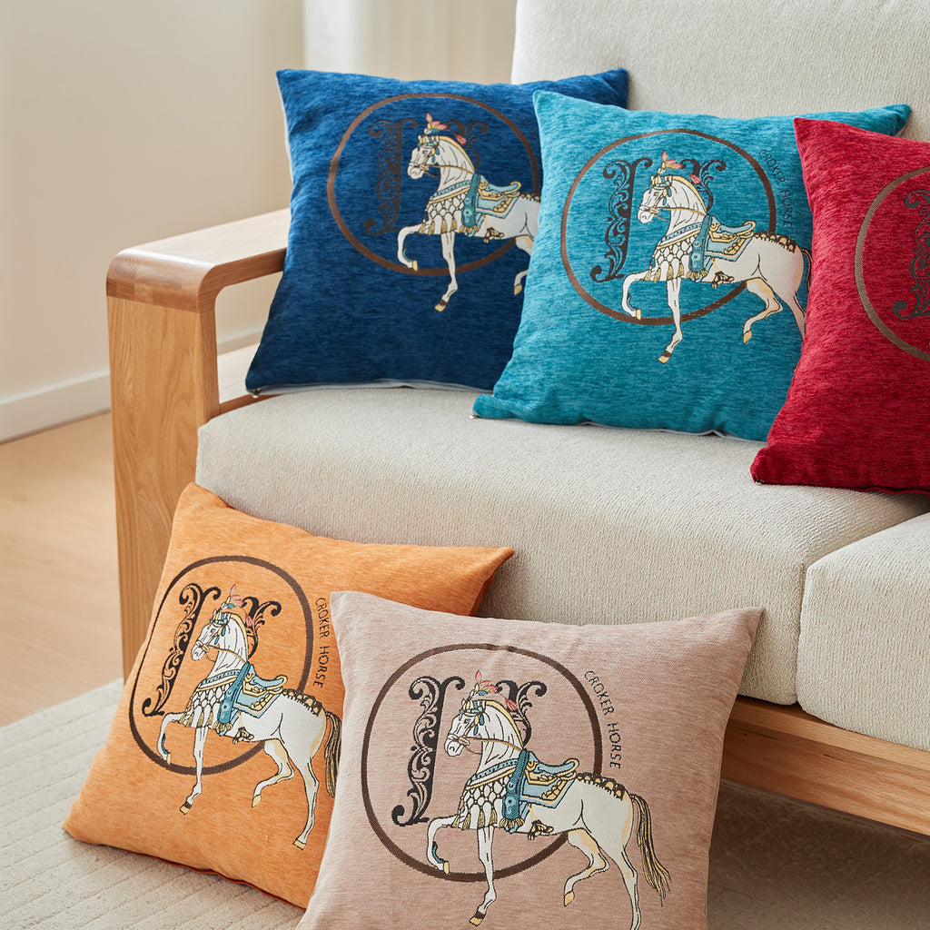 Croker Horse 18x18'' inches Throw Pillow Cushion Covers Set Pack of 2 Pcs - Luxury Horse Embroidery Modern Style Couch Sofa Pillow Cover for Living Room Bedroom (Green)