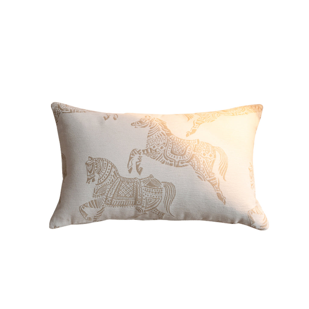 Croker Horse Throw Pillow Cushion Cover - White Horse Chenille Jacquard Embroidery Couch Sofa Pillow Covers for Living Room Bedroom