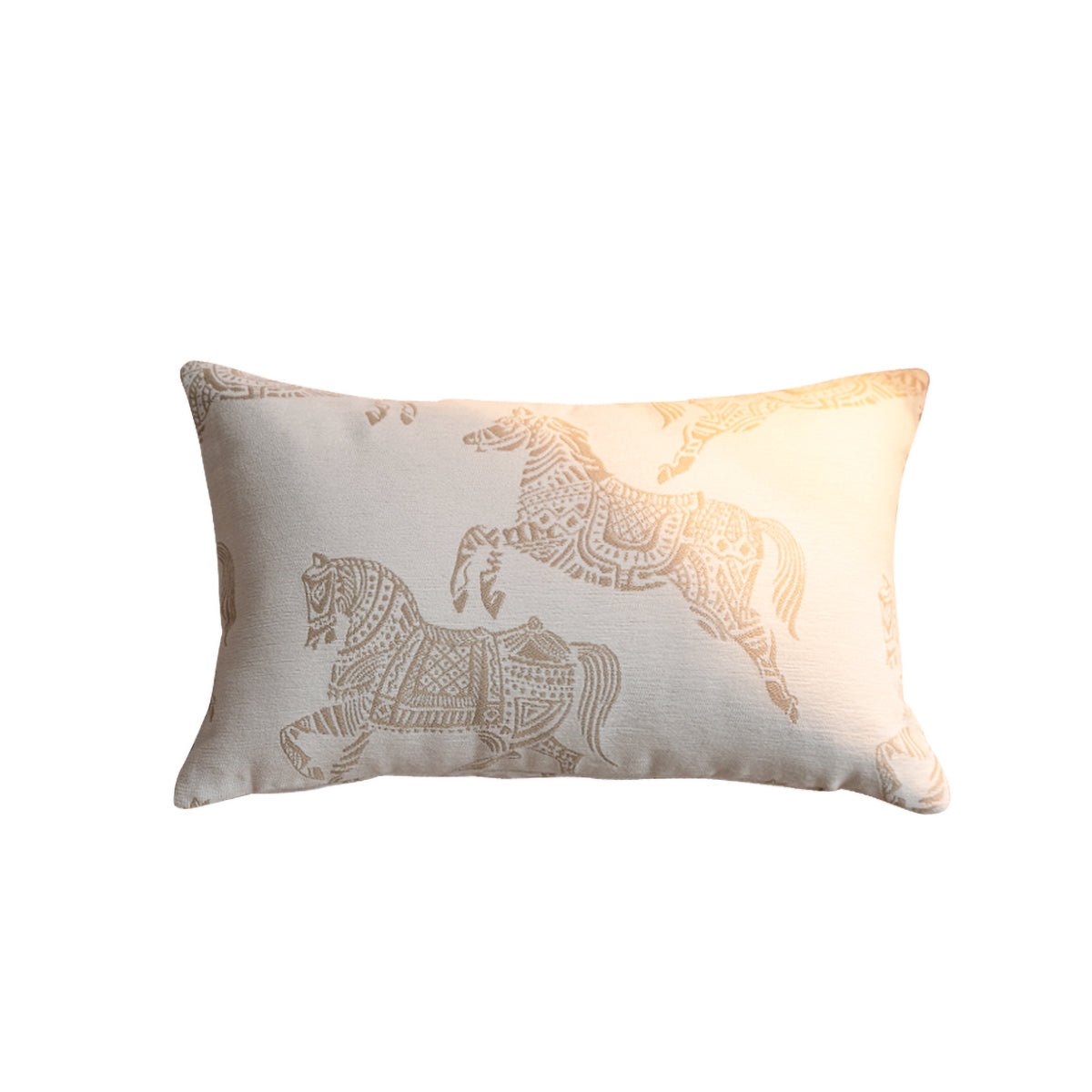 Croker Horse Throw Pillow Cushion Cover - White Horse Chenille Jacquard Embroidery Couch Sofa Pillow Covers for Living Room Bedroom