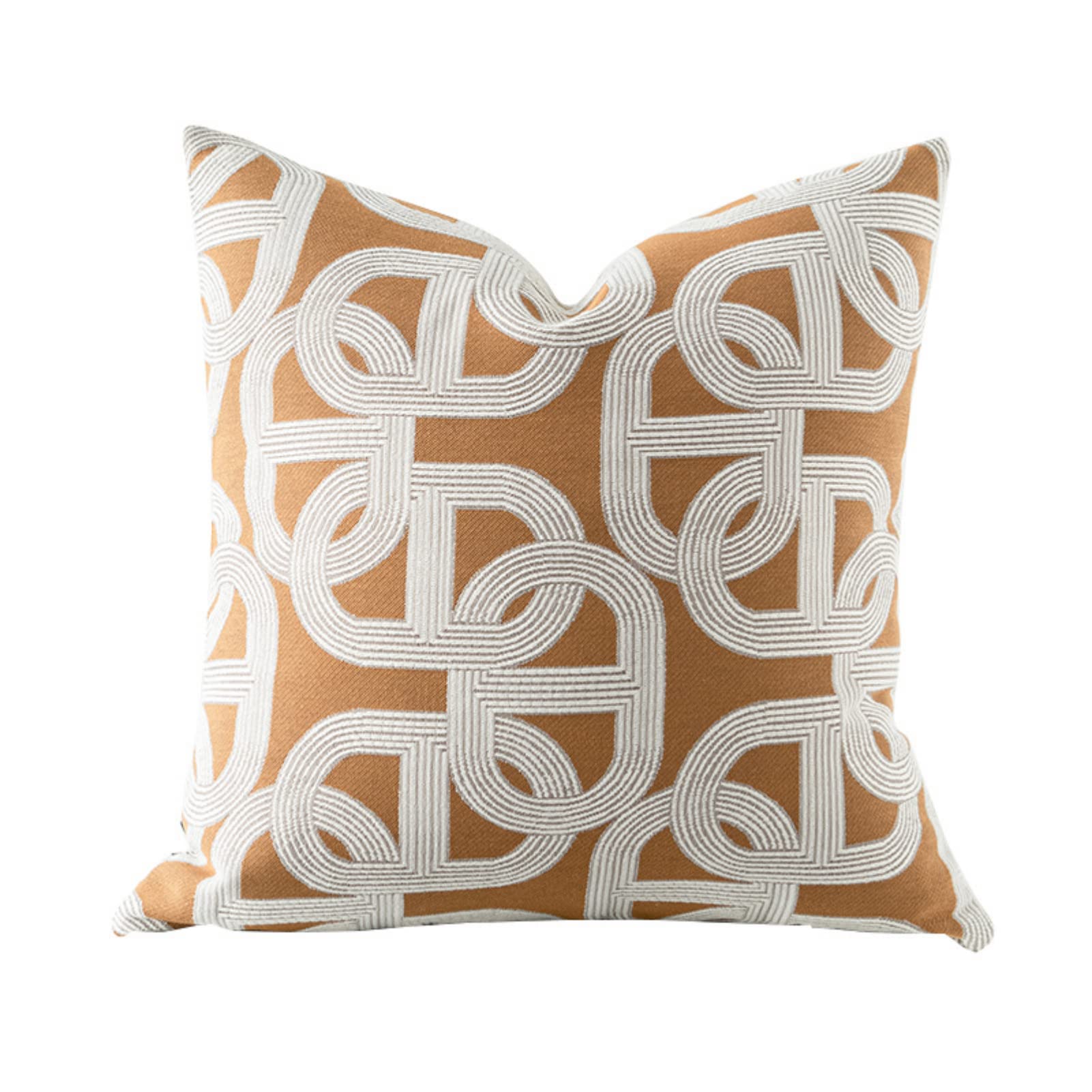 Croker Horse Throw Pillow Cushion Cover - Orange Pig Nose Horseshoe Pattern Chenille Jacquard Embroidery Luxury Modern Style Couch Sofa Pillow for Living Room Bedroom