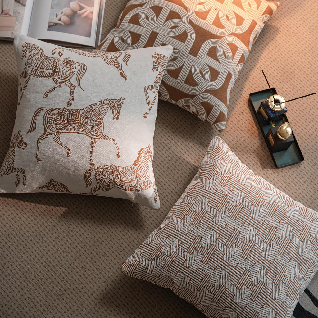 Croker Horse Throw Pillow Cushion Cover - Emma Orange Birch Stripe Pattern Couch Sofa Pillow Covers for Living Room Bedroom