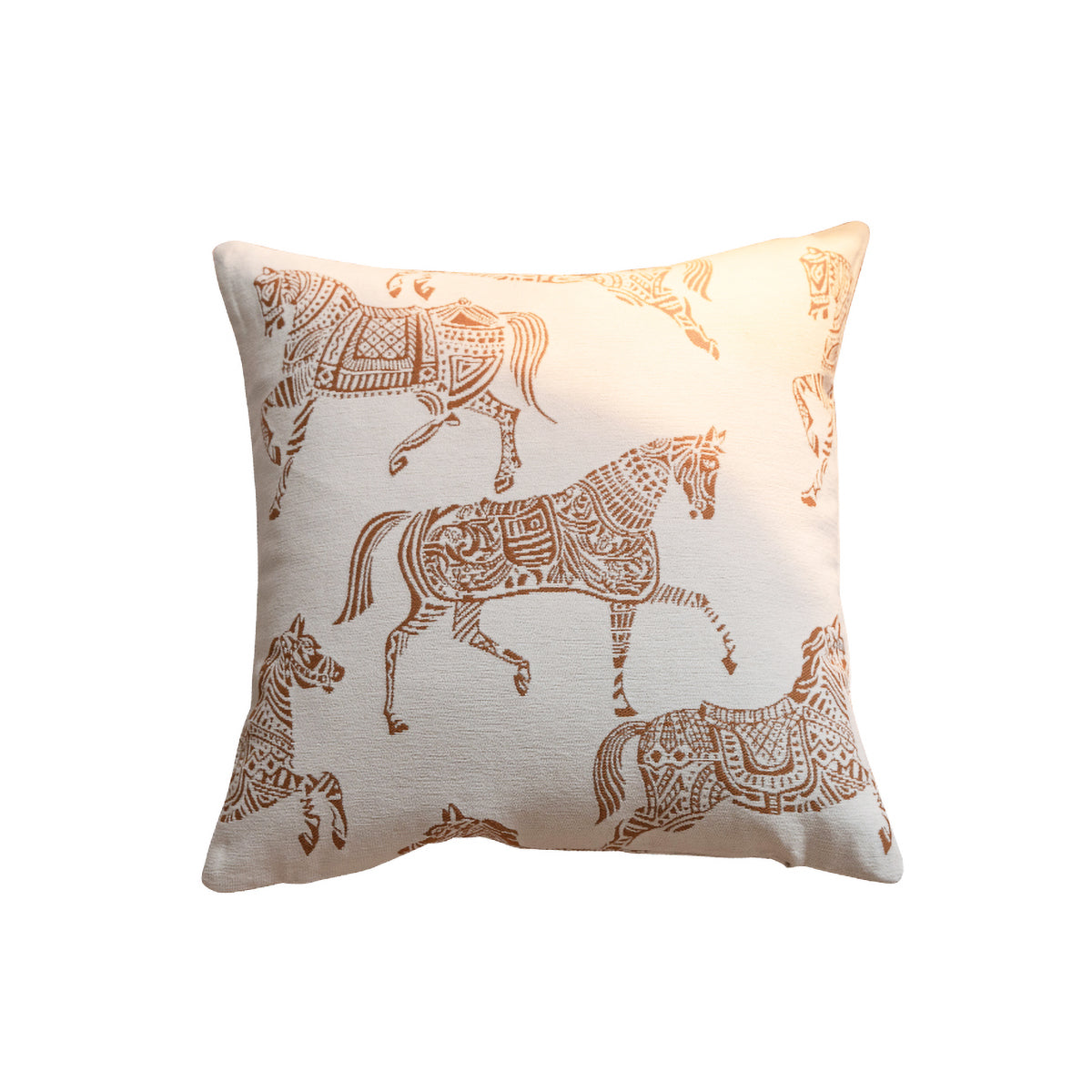 Croker Horse Throw Pillow Cushion Covers - Orange Horse Chenille Jacquard Embroidery Couch Sofa Pillow Covers for Living Room Bedroom