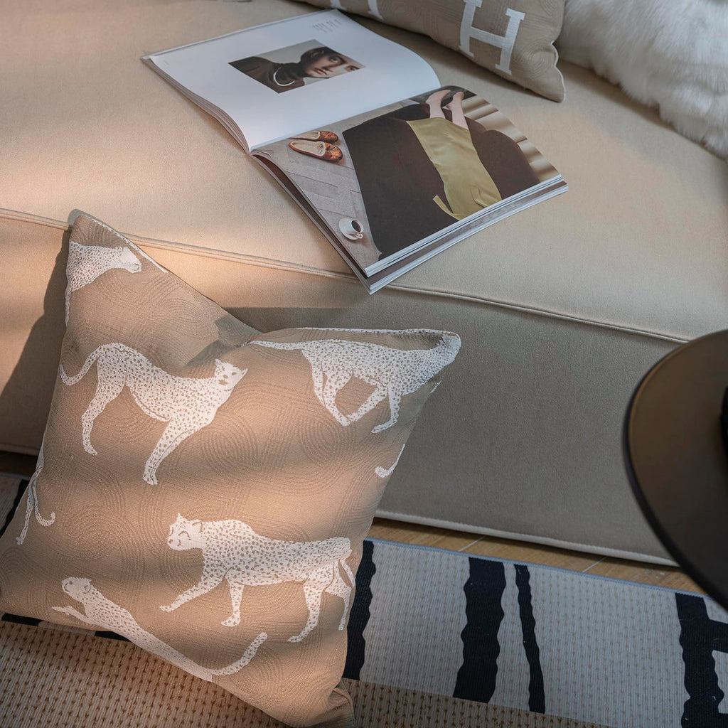 Croker Horse Throw Pillow Cushion Cover - Leopard Pattern Chenille Jacquard Luxury Style Couch Sofa Pillow for Living Room Bedroom