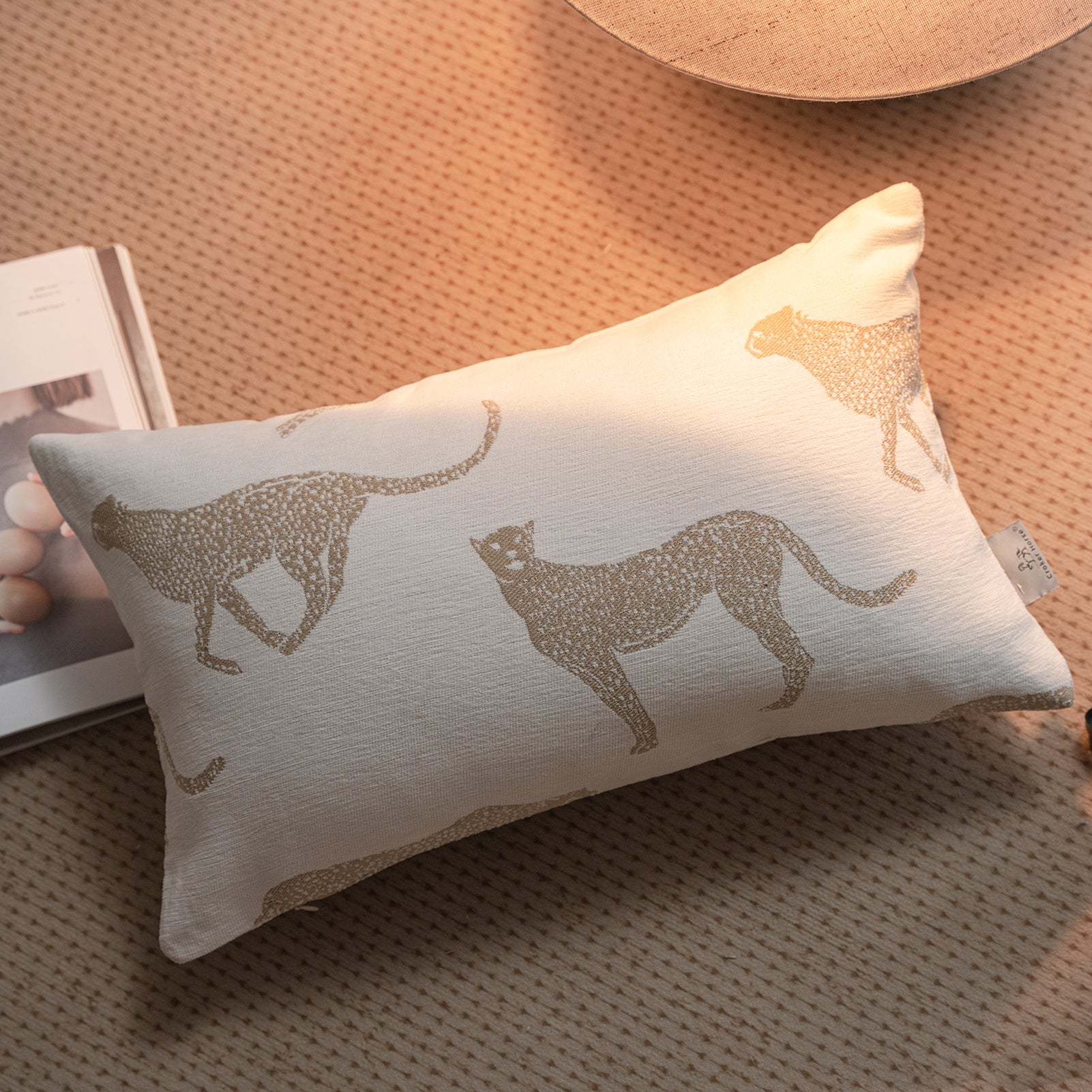 Croker Horse Throw Pillow Cushion Covers - White Leopard Cheetah Chenille Jacquard Embroidery Couch Sofa Pillow Covers for Living Room Bedroom